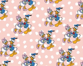 Tecido com estampa de desenho animado do Pato Donald dançando, tecido estampado de algodão puro por meia jarda