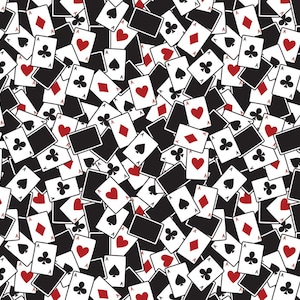 Schwarzer Spielkarte Muster Baumwollstoff, Spielkarte reiner Baumwolldruck Stoff von halben Hof