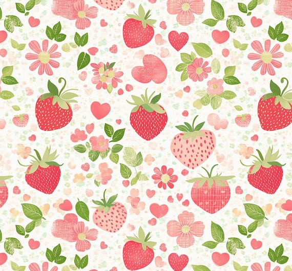 Strawberry-Summer Pattern Cotton Fabric,Pure Cotton Print Fabric By Half Yard