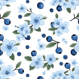 Blue Floral Fruit Pattern Pure Cotton Cartoon Fabric,Pure Cotton Print Fabric By Half Yard