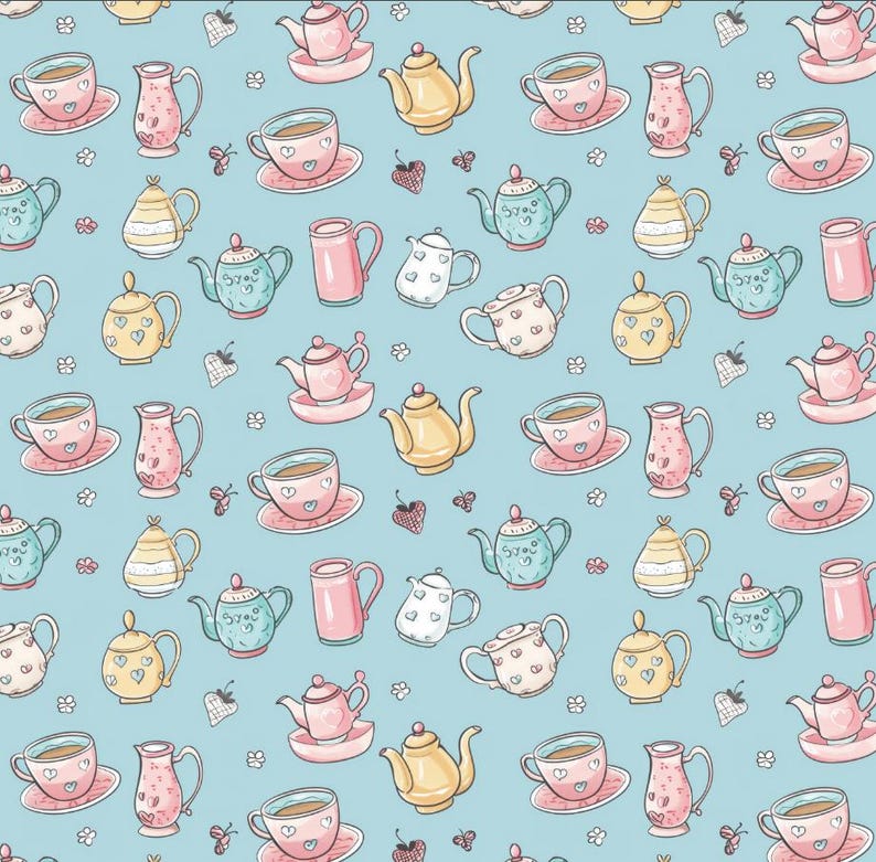 Exquisite Teapot & Tea Set Cute Pattern Pure Cotton Fabric,pure Cotton ...