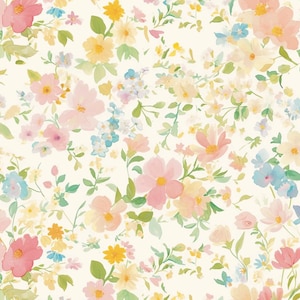 Tessuto di cotone con motivo floreale primaverile a fiori selvatici, tessuto con motivo primaverile, tessuto stampato in puro cotone, a mezzo metro