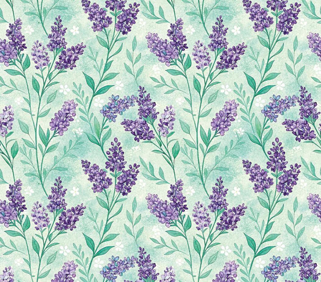 Natural Scenery Lavender Flowers Pattern Cotton Fabric,lavender Pure ...