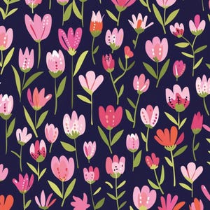 Muttertag Blumenmuster Baumwollstoff Tulpenmuster Stoff, reiner Baumwolldruck Stoff von einem halben Hof