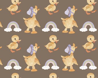 Tela de algodón con estampado de patito para recién nacidos, de puro algodón, por media yarda