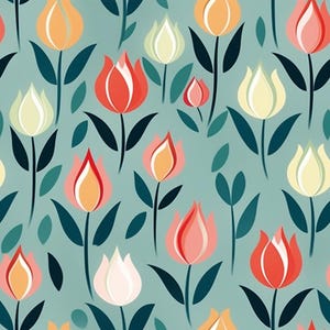Tessuto di cotone con motivo floreale a tulipano per la festa della mamma, tessuto con motivo a tulipano, tessuto stampato in puro cotone, a mezzo metro