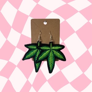 Pot Leaf Patchwork Earrings