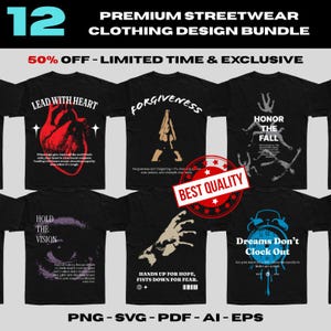 Urban Streetwear T-shirtontwerpen: motiverende citaten SVG-png-bundel