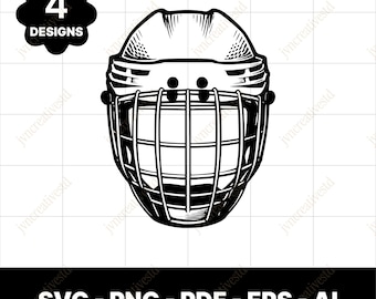 Máscara de portero de hockey SVG / Vector de casco de hockey sobre hielo / Descarga digital para máquinas de grabado, sublimación y corte