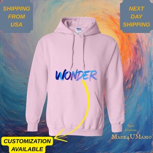 Wonder Hoodie, Watercolor Style Sweatshirt, Light Pink Casual Pullover, Cozy Unisex Sweatshirt