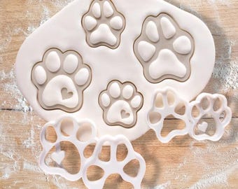 Paw Print Cookie Cutter Set: Dog Biscuit, Fondant & Clay