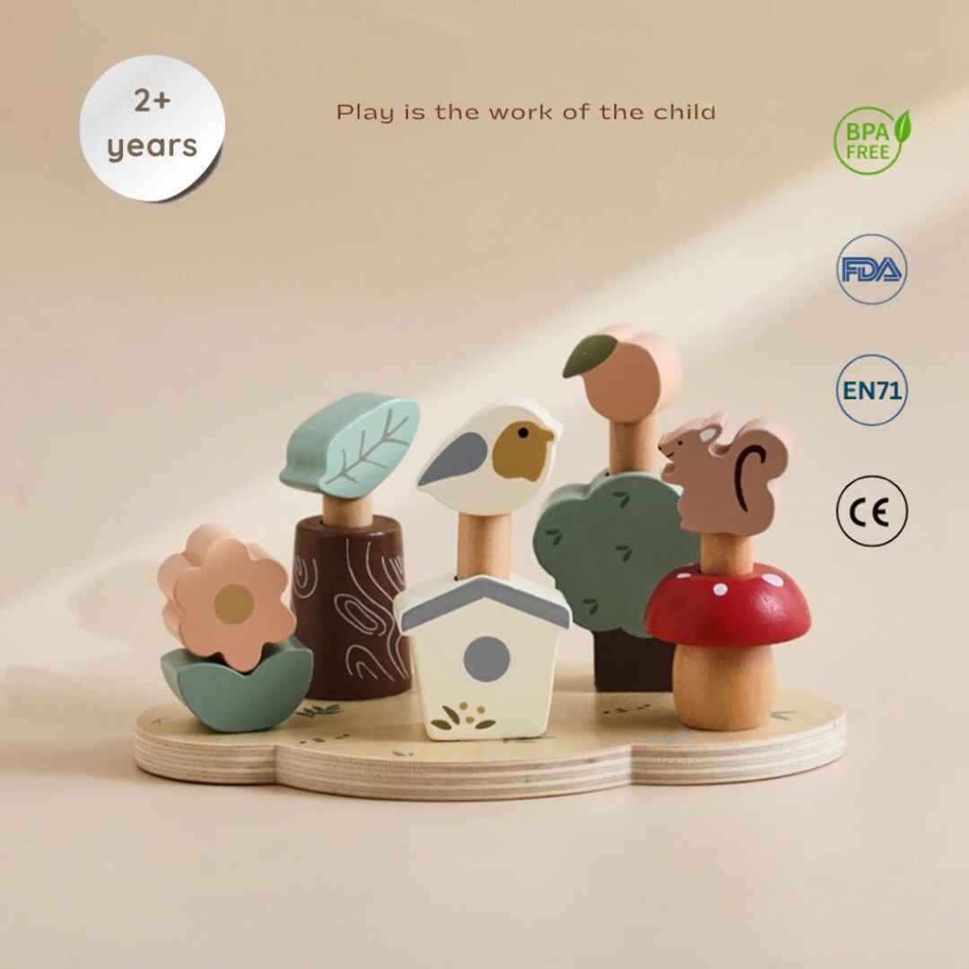 Wooden Animal Blocks Toy – Montessori Fine Motor Skill Development Toy ...