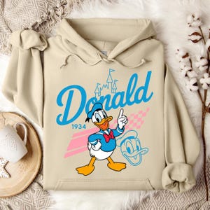 Sudadera con capucha de Donald Duck, personaje de Disney Donald, sudadera para viaje a Disneyland, sudadera con capucha de Donald Duck, sudadera con capucha de Disneyland, regalo de cumpleaños de Disney, Donald imagen 1