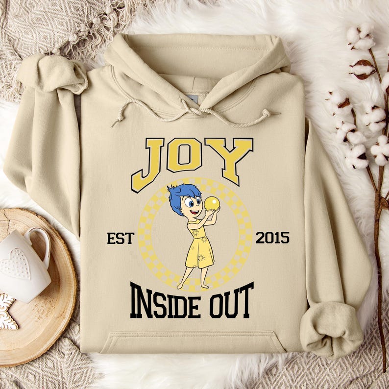 Sudadera con capucha de Joy de Inside Out, personaje de Joy de Disney, sudadera para viaje a Disneyland, sudadera con capucha de Joy, sudadera con capucha de Disneyland, regalo de cumpleaños de Disney, Inside Out imagen 1