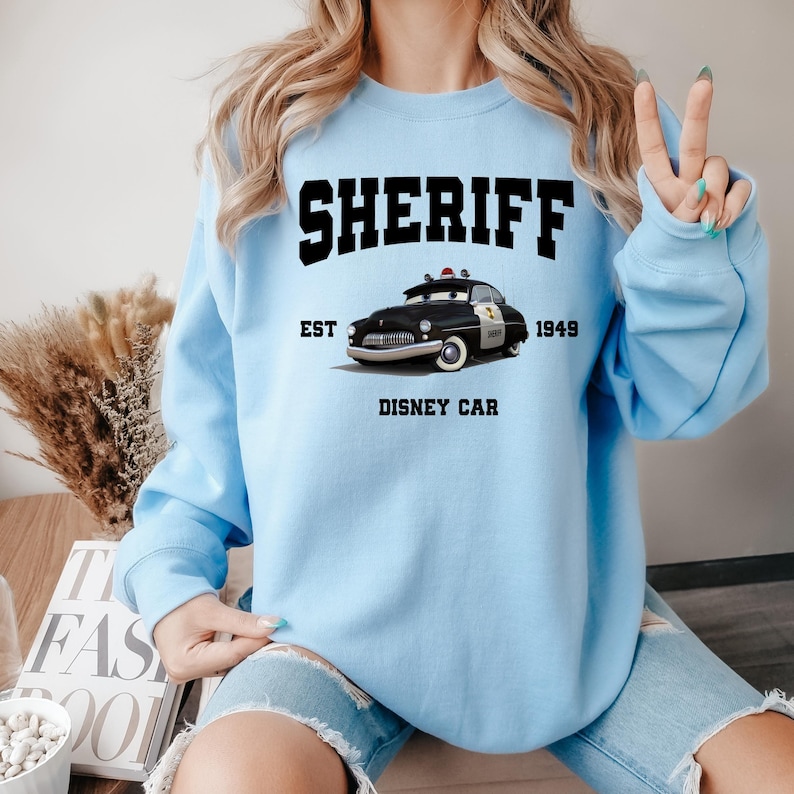 Lightning McQueen Sheriff Hoodie, Disney Sheriff Character, Disneyland Trip Sweatshirt, Sheriff Hoodie, Disneyland Hoodie, Disney Birthday image 5