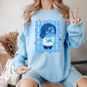 Inside Out Sadness Hoodie, Disney Sadness Character, Disneyland Trip Sweatshirt, Sadness Hoodie, Disneyland Hoodie, Disney Birthday Gift image 2