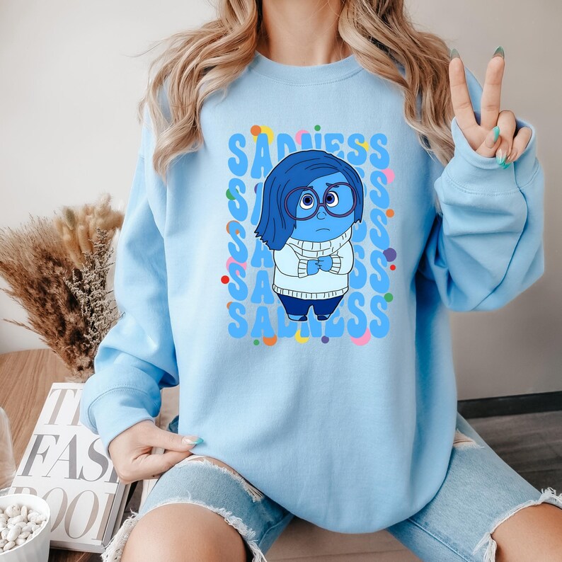 Inside Out Sadness Hoodie, Disney Sadness Character, Disneyland Trip Sweatshirt, Sadness Hoodie, Disneyland Hoodie, Disney Birthday Gift image 2