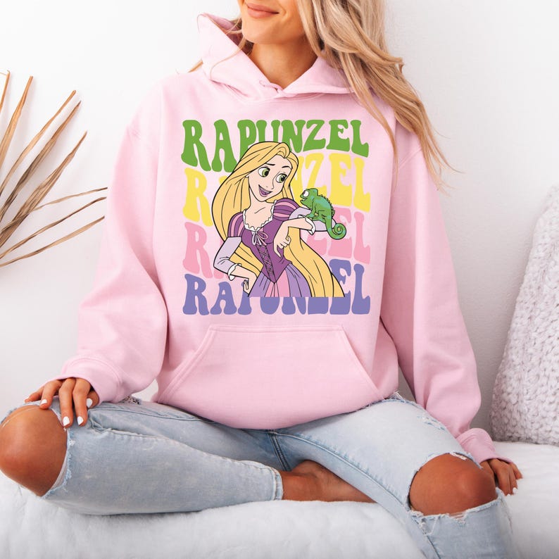 Sudadera con capucha de la princesa Rapunzel, personaje de Disney Rapunzel, sudadera para viaje a Disneyland, sudadera con capucha de Rapunzel, sudadera con capucha de Disneyland, regalo de cumpleaños de Disney imagen 2