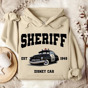 Lightning McQueen Sheriff Hoodie, Disney Sheriff Character, Disneyland Trip Sweatshirt, Sheriff Hoodie, Disneyland Hoodie, Disney Birthday image 1