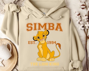 Sudadera con capucha de Simba del Rey León, personaje de Simba de Disney, sudadera para viaje a Disneyland, sudadera con capucha de Simba, sudadera con capucha de Disneyland, regalo de cumpleaños de Disney, León