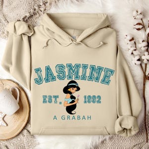 Princesses Jasmine Hoodie, Disney Jasmine Character, Disneyland Trip Sweatshirt, Jasmine Hoodie, Disneyland Hoodie, Disney Birthday Gift, image 1