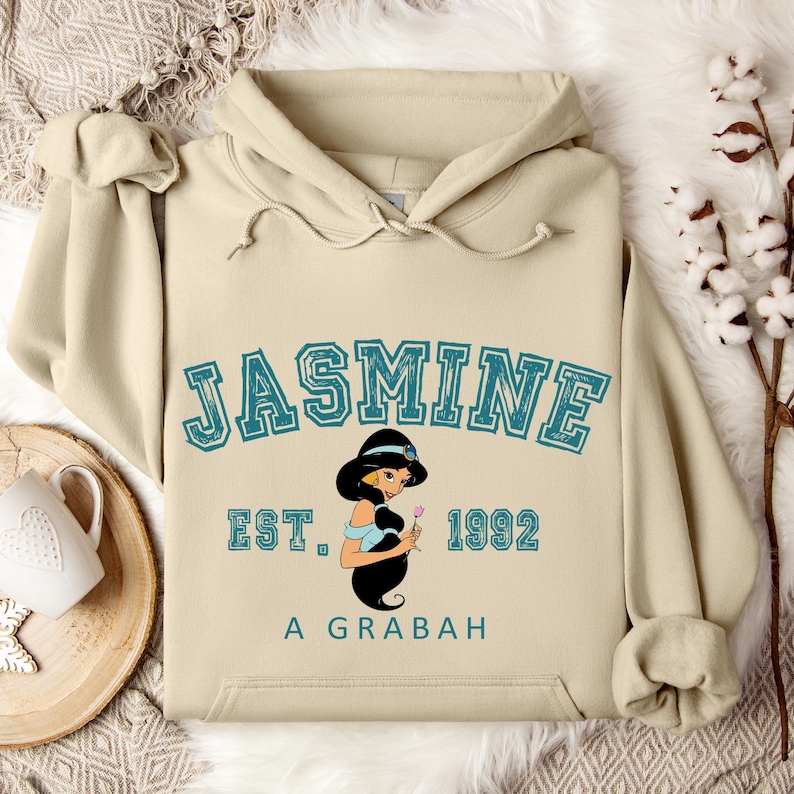 Princesses Jasmine Hoodie, Disney Jasmine Character, Disneyland Trip Sweatshirt, Jasmine Hoodie, Disneyland Hoodie, Disney Birthday Gift, image 1