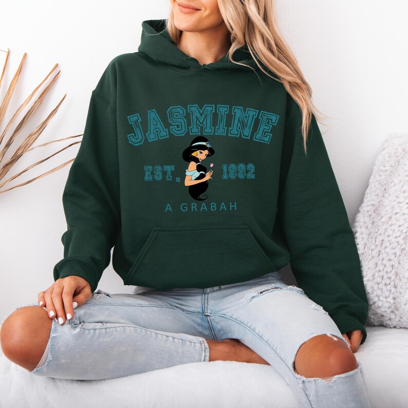 Princesses Jasmine Hoodie, Disney Jasmine Character, Disneyland Trip Sweatshirt, Jasmine Hoodie, Disneyland Hoodie, Disney Birthday Gift, image 5