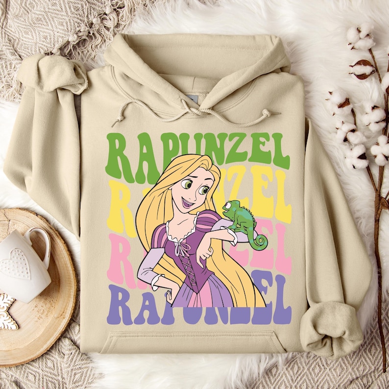 Sudadera con capucha de la princesa Rapunzel, personaje de Disney Rapunzel, sudadera para viaje a Disneyland, sudadera con capucha de Rapunzel, sudadera con capucha de Disneyland, regalo de cumpleaños de Disney imagen 1