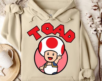 Super Mario Toad  Hoodie, Disney Toad Character, Disneyland Trip Sweatshirt, Toad Hoodie, Disneyland Hoodie, Disney Birthday Gift, Toad