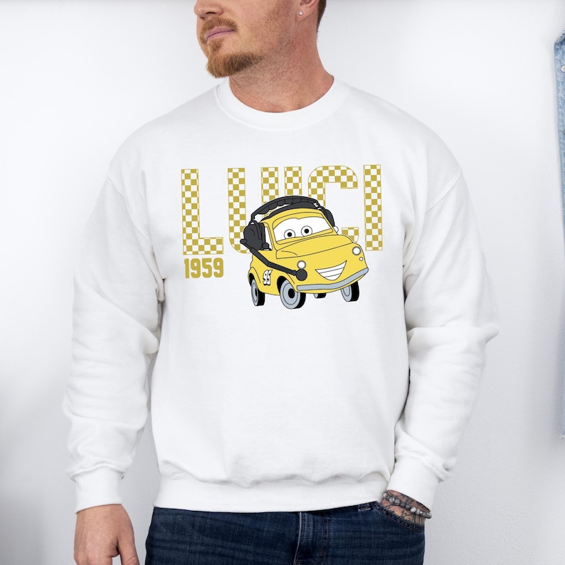 Lightning McQueen Luigi Hoodie, Disney Luigi Character, Disneyland Trip Sweatshirt, Luigi Hoodie, Disneyland Hoodie, Disney Birthday Gift image 4