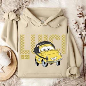 Lightning McQueen Luigi Hoodie, Disney Luigi Character, Disneyland Trip Sweatshirt, Luigi Hoodie, Disneyland Hoodie, Disney Birthday Gift image 1