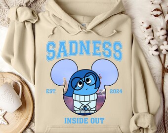 Sudadera con capucha de Tristeza de Inside Out, personaje de Tristeza de Disney, sudadera para viaje a Disneyland, sudadera con capucha de Tristeza, sudadera con capucha de Disneyland, regalo de cumpleaños de Disney