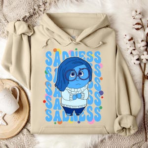 Inside Out Sadness Hoodie, Disney Sadness Character, Disneyland Trip Sweatshirt, Sadness Hoodie, Disneyland Hoodie, Disney Birthday Gift image 1