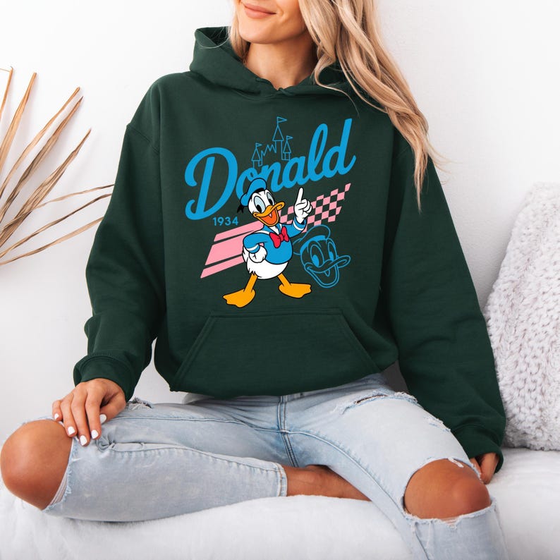 Sudadera con capucha de Donald Duck, personaje de Disney Donald, sudadera para viaje a Disneyland, sudadera con capucha de Donald Duck, sudadera con capucha de Disneyland, regalo de cumpleaños de Disney, Donald imagen 3
