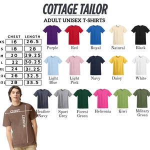 The image is a collage of various adult unisex t-shirt designs, including different colors and styles, along with a man wearing one of the shirts.