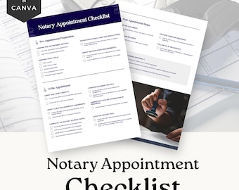 Notary Loan Signing Checklist, Printable Notary Forms, Signing Agent Appointment Checklist, Digital Mobile Notary Public List - NT001