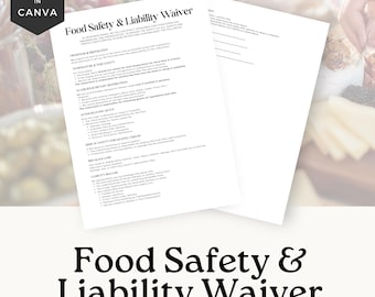 Food Safety and Liability Waiver, Editable Kitchen Safety Template,  Catering Guide - MF004