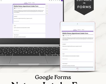 Digital Notary Intake Form, Digital Mobile Notary Public Log, Loan Signing Agent Google Forms Template - NT001