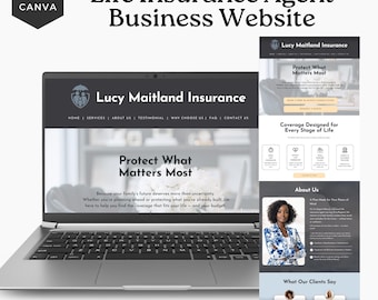 Life Insurance Website Template, Website for Insurance Agents, Canva Template for Life Insurance Brokers - LI001