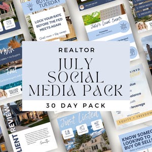 July Social Media Templates for Real Estate Marketing, Realtor Posts, Instagram Property Posts, Seasonal Real Estate Posts - RE001