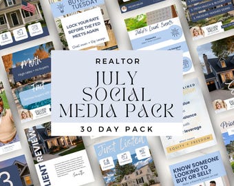 July Social Media Templates for Real Estate Marketing, Realtor Posts, Instagram Property Posts, Seasonal Real Estate Posts - RE001