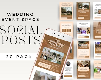 Wedding Venue Social Media Templates, Editable Instagram Posts, Event Planner Kit, Canva Marketing Ideas