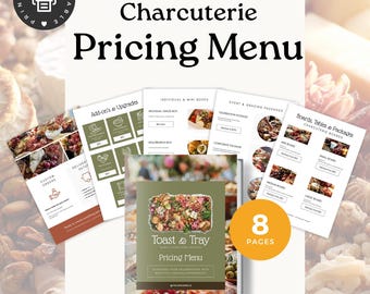 Charcuterie Pricing Menü, anpassbarer Preisführer für Veranstaltungen, bearbeitbares Menü für mobile Charcuterie, Lebensmittelpreisliste - CB001
