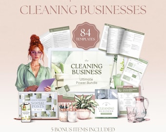 Cleaning Business Bundle, Editable Forms, Service Agreement, Business Cards, Checklist, Social Media Templates for Professionals - CL001