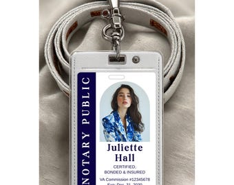 Notary Public Signing Agent ID Badge, Custom Notary ID Design, Loan Signing Agent Badge, Name Badge Templates - NT001
