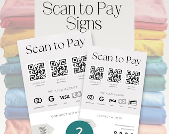 Scan to Pay Signs, Custom Signs, Minimal, Qr Code, TShirt Payment