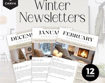 Real Estate Winter Newsletter, Realtor Marketing, Email Templates, Market Update, Seasonal Mailer Bundle - RE002