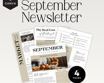 Real Estate Newsletter September, Monthly Newsletter Template, Realtor Email Marketing, Fall Real Estate Flyer, Autumn Marketing Idea RE009
