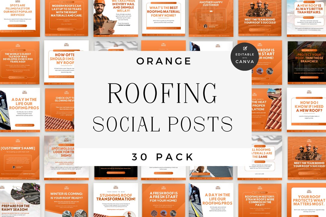 Contractor Posts Roofing Template Posts Canva, General Contractor, Orange Instagram ...