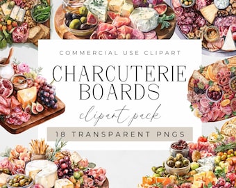 Charcuterie Board Clipart, Wine and Cheese Board, Mobile Charcuterie Business - CB001